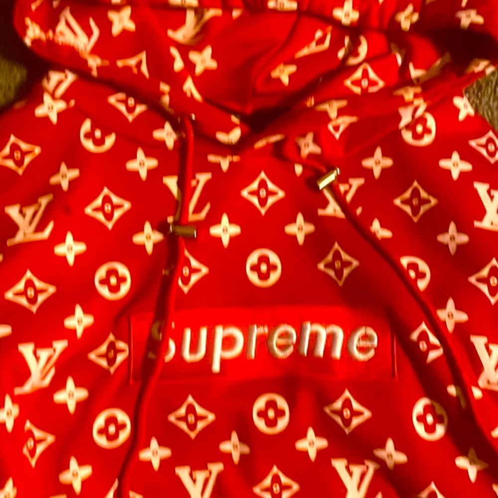 Red LV x Supreme hoodie